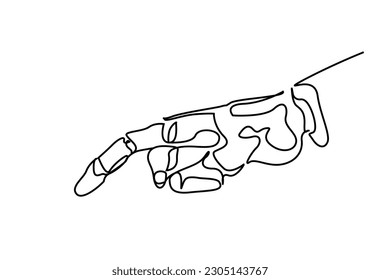 robot science hand index finger touching line art