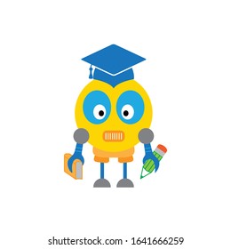 robot scientist icon, robot student icon vector 