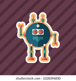 Robot scout sticker flat icon with color background.