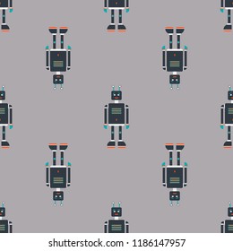 Robot seamless pattern in flat style. Vector illustration. For print, textile, nursery design.