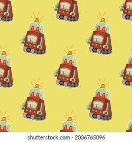 robot seamless pattern in vector.