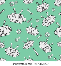 robot seamless pattern, seamless pattern vector