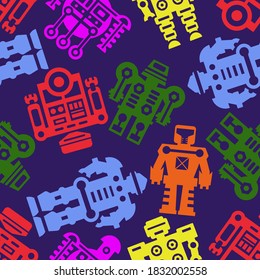 Robot Seamless Pattern. Vector Illustration. Background