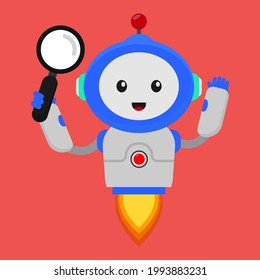 robot search icon illustration vector graphic
