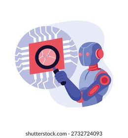 Robot de búsqueda Ai chip   Vector ilustración plana. 