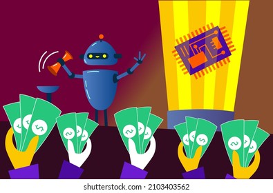 Robot selling the last chip in the world.