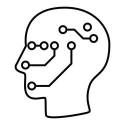 Robot sensory system controlled by artificial intelligence neuron network brain. Simple line icon drawing for robotic and AI technology concept design