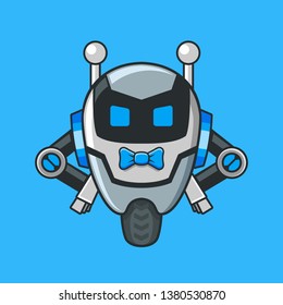 Robot servant with bow tie mascot cartoon style