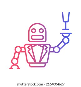 Robot Servant Serving Glass Of Water In Restaurant  Icon Logo Concept