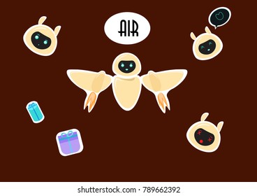 Robot set. Cartoon Character Sticker Robot