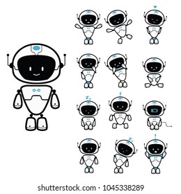 Robot set. Robot character, mascot illustration