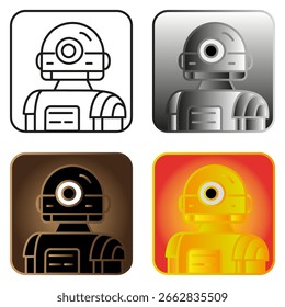 Conjunto de iconos de robot. Cabeza con ojo. Estilo de cara de Industrial. Símbolo de tecnología de Vector. EPS 10.