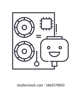 Robot settings icon, linear isolated illustration, thin line vector, web design sign, outline concept symbol with editable stroke on white background.