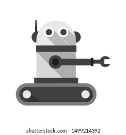 Robot in shadow flat style isolated vector