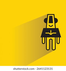 robot with shadow on yellow background
