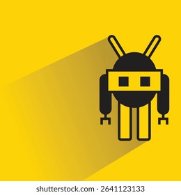 robot with shadow on yellow background