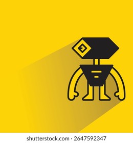 robot with shadow on yellow background