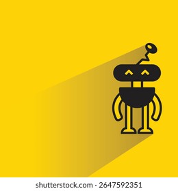 Robot con sombra sobre fondo amarillo