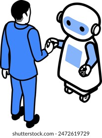 The Robot shaking hands with a businessman