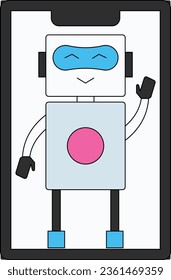 The robot is shaking hands on the phone.