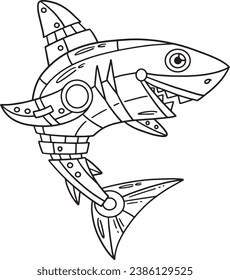Robot Shark: página aislada de colores para niños
