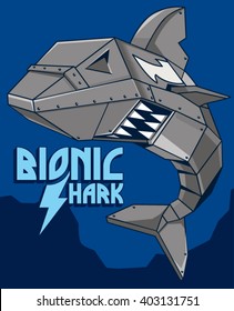 robot shark vector design