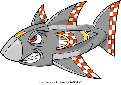 Robot Shark Vector Illustration