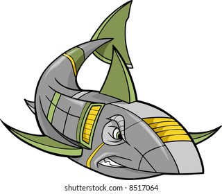 Ilustración del vector del tiburón robot