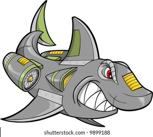 Robot Shark Vector Illustration