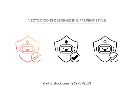 Robot Shield-Symboldesign auf weißem Hintergrund - Stockgrafik