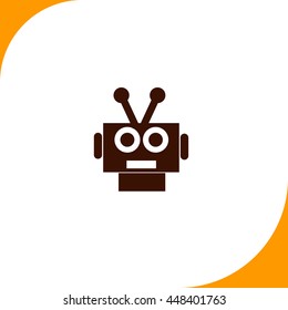 Robot sign. Brown icon on white background