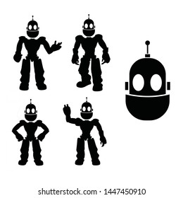 Robot silhouette with various poses