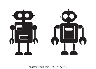 Robot silhouette vector isolated on white background