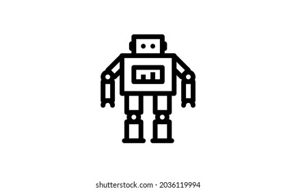 robot simple black line web icon vector illustration. Editable stroke. 48x48 Pixel Perfect.