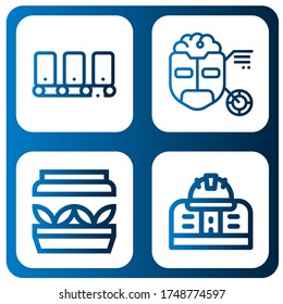 robot simple icons set. Contains such icons as Conveyor, Turing, Artificial light, Engineering, can be used for web, mobile and logo