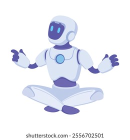 Robot Sit as Smart Android Assistant Machine Vector Illustration