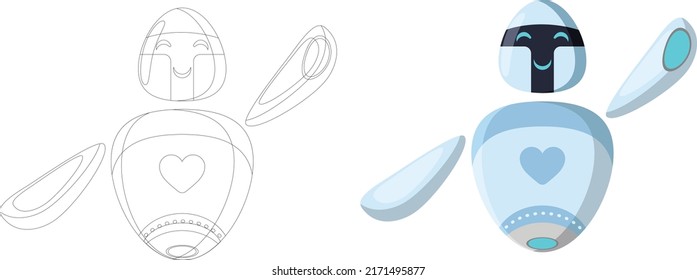 Robot Sketch Vector Illustration, 
Robot Hand Sketch, 
Robot hand draw Vector Illustration . Robot Pencil Sketch with color vector illustration.