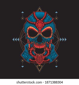 Robot Skull Illustration Graphic. Perfect for design of t-shirts, stickers, merchandise, etc.