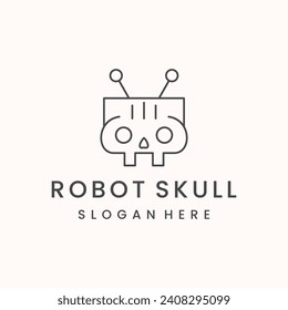 Robot skull logo icon design template vector illustration