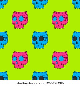 Robot skull mask seamless pattern. Original design for print or digital media.