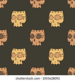 Robot skull mask seamless pattern. Original design for print or digital media.