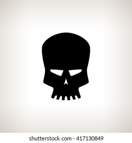 Robot Skull , Silhouette Skull on a Light  Background , Isolated, Death's-head, Black and White Vector Illustration