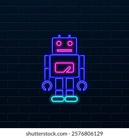 Robot, smart robot icon. Artificial elements in neon style icons. Simple icon for websites, web design, mobile app, information graphics.