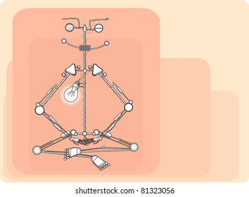 robot smiles and meditates