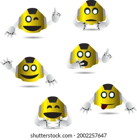 robot smily icons expression isolated