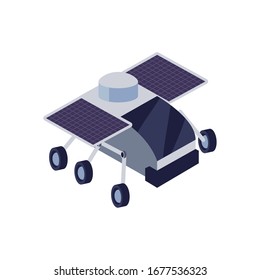 robot with solar panel fill style icon of Space futuristic cosmos outside universe astronomy adventure and exploration theme Vector illustration