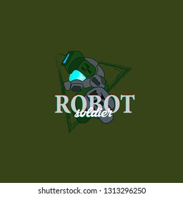 robot soldier logo for game team, toys and technology company or industry