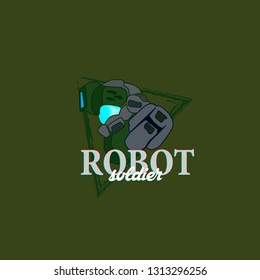 robot soldier logo for game team, toys and technology company or industry