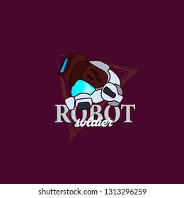 robot soldier logo for game team, toys and technology company or industry