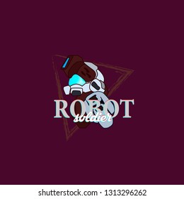 robot soldier logo for game team, toys and technology company or industry
